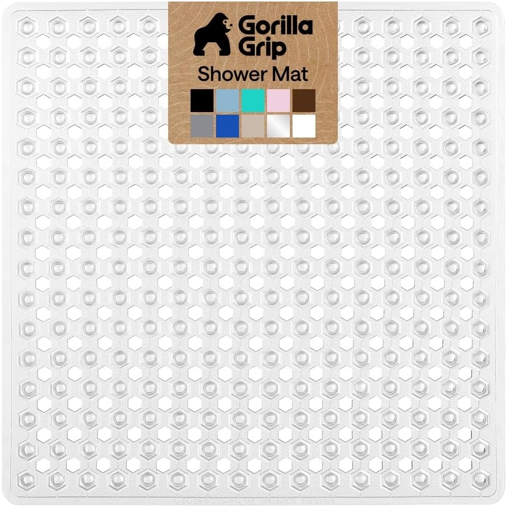 image:imageGORILLA GRIP Patented Bath Tub Shower Mat Machine Washable Bathtub Floor Liner Mats Suction Cups and Drain Holes to Keep Tubs Clean Soft on Feet Bathroom Essentials 35x16 Inch ClearClear