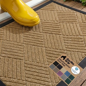 image:imageGORILLA GRIP 100 Waterproof AllSeason WeatherMAX Doormat US Designed Natural Rubber Stain Fade Resistant Low Profile Indoor Outdoor Door Mats Easy Clean 29x17 Gray DiamondBeige Diamond