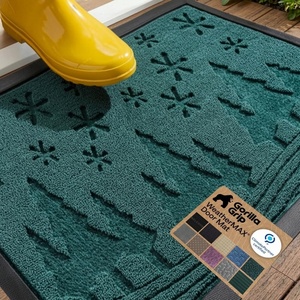 image:imageGORILLA GRIP 100 Waterproof AllSeason WeatherMAX Doormat US Designed Natural Rubber Stain Fade Resistant Low Profile Indoor Outdoor Door Mats Easy Clean 29x17 Gray DiamondEvergreen Snowscape