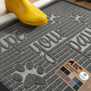 image:imageGORILLA GRIP 100 Waterproof AllSeason WeatherMAX Doormat US Designed Natural Rubber Stain Fade Resistant Low Profile Indoor Outdoor Door Mats Easy Clean 29x17 Gray DiamondStone Paws