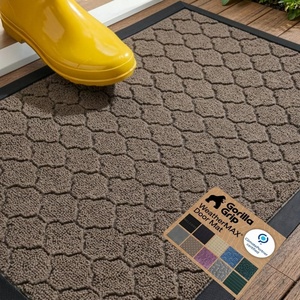 image:imageGORILLA GRIP 100 Waterproof AllSeason WeatherMAX Doormat US Designed Natural Rubber Stain Fade Resistant Low Profile Indoor Outdoor Door Mats Easy Clean 29x17 Gray DiamondLatte Quatrefoil