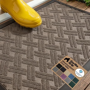 image:imageGORILLA GRIP 100 Waterproof AllSeason WeatherMAX Doormat US Designed Natural Rubber Stain Fade Resistant Low Profile Indoor Outdoor Door Mats Easy Clean 29x17 Gray DiamondTaupe Basket Weave