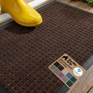 image:imageGORILLA GRIP 100 Waterproof AllSeason WeatherMAX Doormat US Designed Natural Rubber Stain Fade Resistant Low Profile Indoor Outdoor Door Mats Easy Clean 29x17 Gray DiamondCoffee Squares