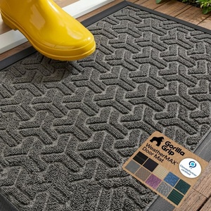 image:imageGORILLA GRIP 100 Waterproof AllSeason WeatherMAX Doormat US Designed Natural Rubber Stain Fade Resistant Low Profile Indoor Outdoor Door Mats Easy Clean 29x17 Gray DiamondSlate Geometric