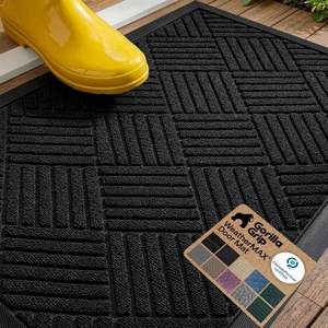 image:imageGORILLA GRIP 100 Waterproof AllSeason WeatherMAX Doormat US Designed Natural Rubber Stain Fade Resistant Low Profile Indoor Outdoor Door Mats Easy Clean 29x17 Gray DiamondBlack Diamond