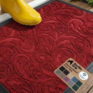 image:imageGORILLA GRIP 100 Waterproof AllSeason WeatherMAX Doormat US Designed Natural Rubber Stain Fade Resistant Low Profile Indoor Outdoor Door Mats Easy Clean 29x17 Gray DiamondRed Vintage Wine
