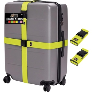image:imageGORILLA GRIP Heavy Duty Adjustable Luggage Straps for Suitcases Easy to Identify Travel Belt Connector Holds Suitcase Together Extends Life of Bag Strap Connects Two Bags Accessories 2 Pack GreenYellow
