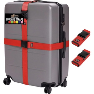image:imageGORILLA GRIP Heavy Duty Adjustable Luggage Straps for Suitcases Easy to Identify Travel Belt Connector Holds Suitcase Together Extends Life of Bag Strap Connects Two Bags Accessories 2 Pack GreenRed