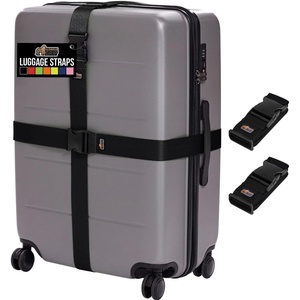 image:imageGORILLA GRIP Heavy Duty Adjustable Luggage Straps for Suitcases Easy to Identify Travel Belt Connector Holds Suitcase Together Extends Life of Bag Strap Connects Two Bags Accessories 2 Pack GreenBlack