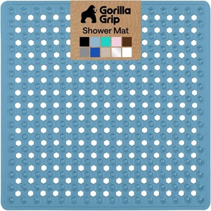 image:imageGORILLA GRIP Patented Bath Tub Shower Mat Machine Washable Bathtub Floor Liner Mats Suction Cups and Drain Holes to Keep Tubs Clean Soft on Feet Bathroom Essentials 35x16 Inch ClearSky Blue Opaque