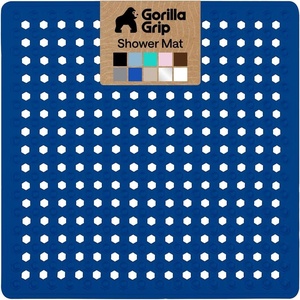 image:imageGORILLA GRIP Patented Bath Tub Shower Mat Machine Washable Bathtub Floor Liner Mats Suction Cups and Drain Holes to Keep Tubs Clean Soft on Feet Bathroom Essentials 35x16 Inch ClearRoyal Blue Opaque