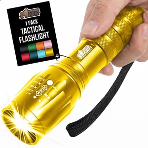 image:imageGORILLA GRIP Powerful LED Tactical Flashlight 750 FT High Lumens 5 Adjustable Modes Water Resistant Ultra Bright Zoom Flashlights Small Mini Flash Light Camping Night Dog Walking TurquoiseYellow Gold