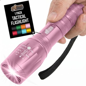 image:imageGORILLA GRIP Powerful LED Tactical Flashlight 750 FT High Lumens 5 Adjustable Modes Water Resistant Ultra Bright Zoom Flashlights Small Mini Flash Light Camping Night Dog Walking TurquoisePink