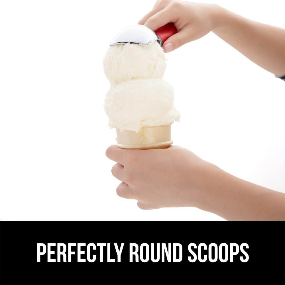 image:imageGORILLA GRIP Heavy Duty Ice Cream Scoop BPAFree Dishwasher Safe Comfortable Zinc Alloy Handle Professional Scooper for Hard Gelato Sorbet Cookie Dough Melon Round Cones Kitchen Tool BlueRed