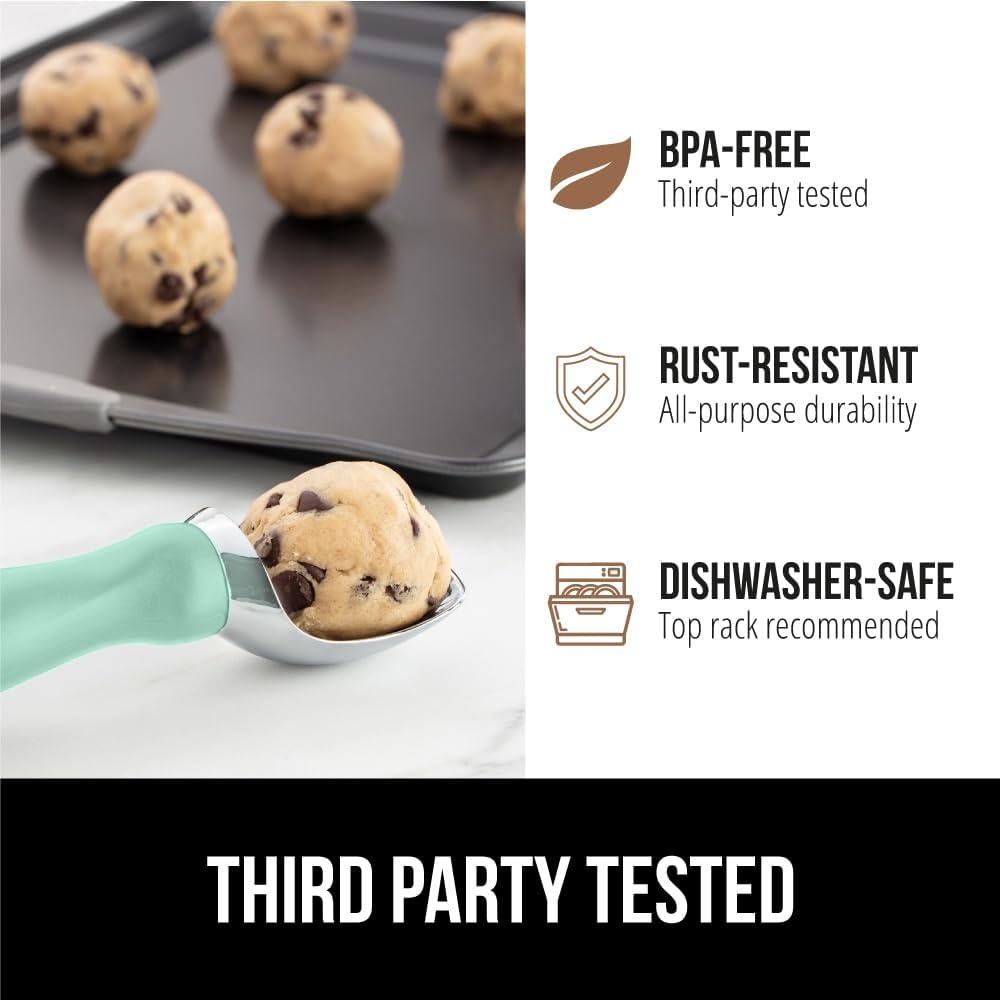 image:imageGORILLA GRIP Heavy Duty Ice Cream Scoop BPAFree Dishwasher Safe Comfortable Zinc Alloy Handle Professional Scooper for Hard Gelato Sorbet Cookie Dough Melon Round Cones Kitchen Tool BlueMint