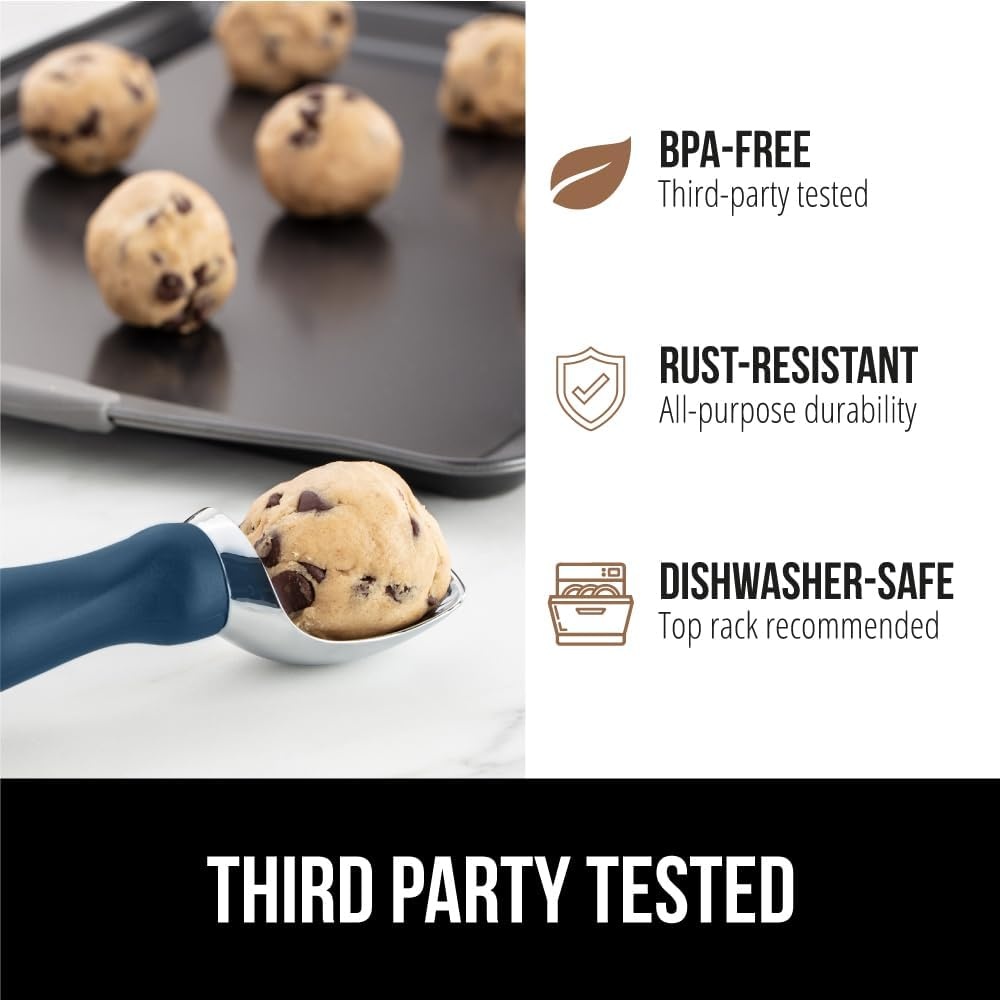 image:imageGORILLA GRIP Heavy Duty Ice Cream Scoop BPAFree Dishwasher Safe Comfortable Zinc Alloy Handle Professional Scooper for Hard Gelato Sorbet Cookie Dough Melon Round Cones Kitchen Tool BlueBlue