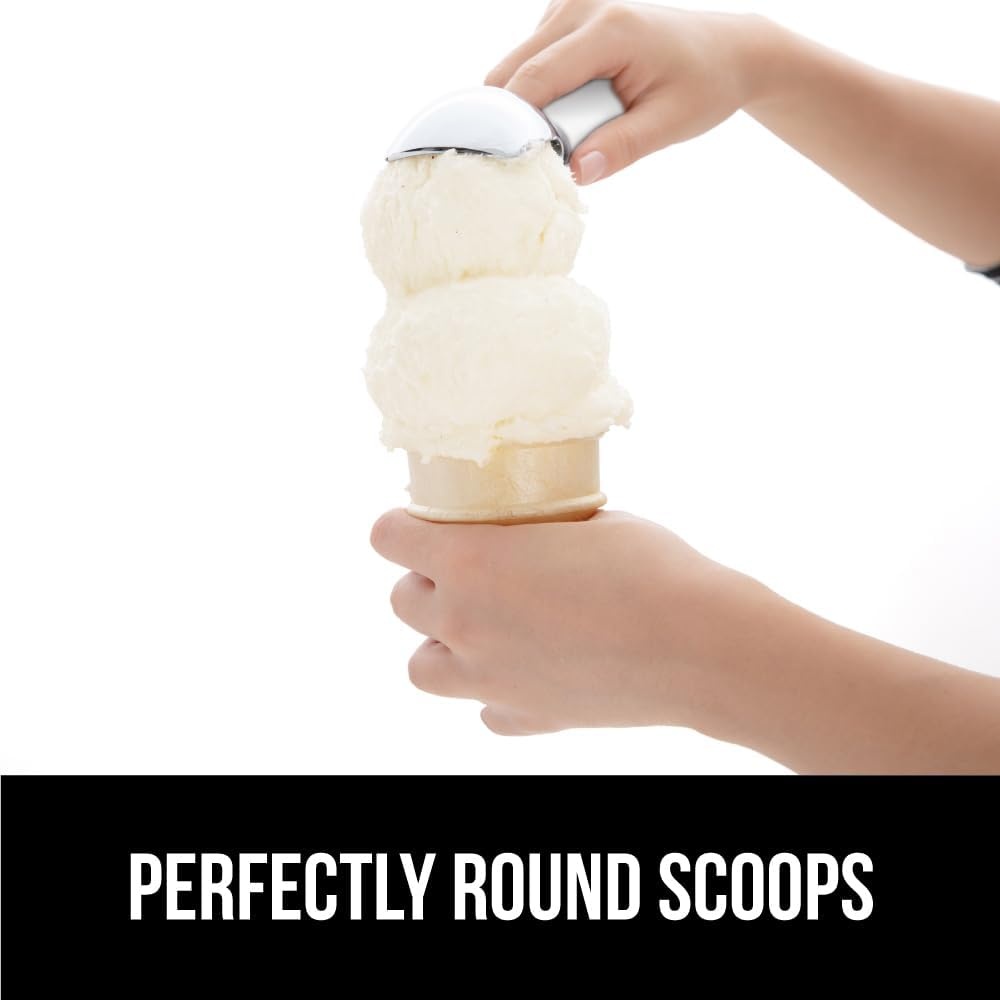 image:imageGORILLA GRIP Heavy Duty Ice Cream Scoop BPAFree Dishwasher Safe Comfortable Zinc Alloy Handle Professional Scooper for Hard Gelato Sorbet Cookie Dough Melon Round Cones Kitchen Tool BlueWhite
