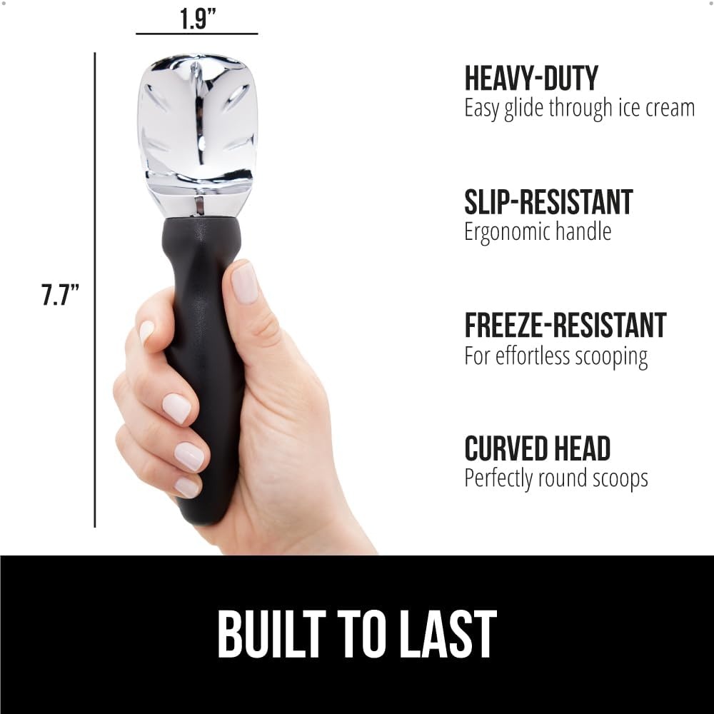image:imageGORILLA GRIP Heavy Duty Ice Cream Scoop BPAFree Dishwasher Safe Comfortable Zinc Alloy Handle Professional Scooper for Hard Gelato Sorbet Cookie Dough Melon Round Cones Kitchen Tool BlueBlack