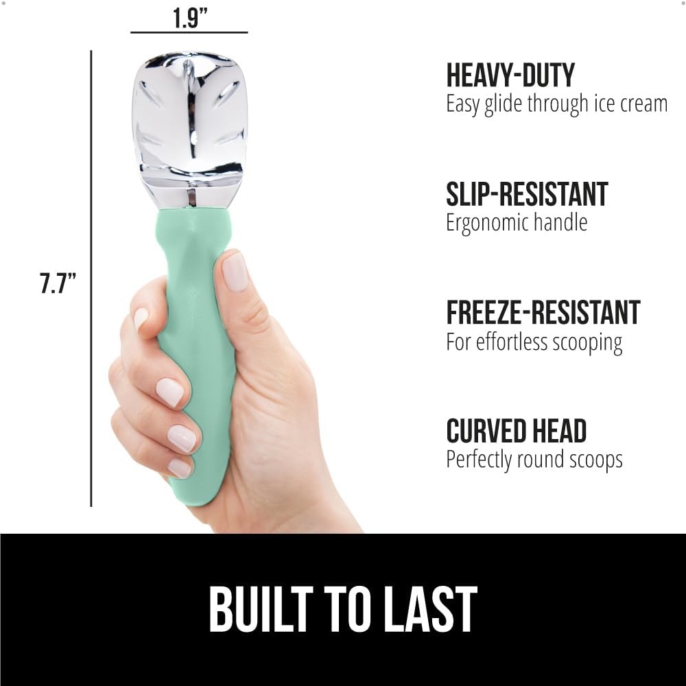 image:imageGORILLA GRIP Heavy Duty Ice Cream Scoop BPAFree Dishwasher Safe Comfortable Zinc Alloy Handle Professional Scooper for Hard Gelato Sorbet Cookie Dough Melon Round Cones Kitchen Tool BlueMint