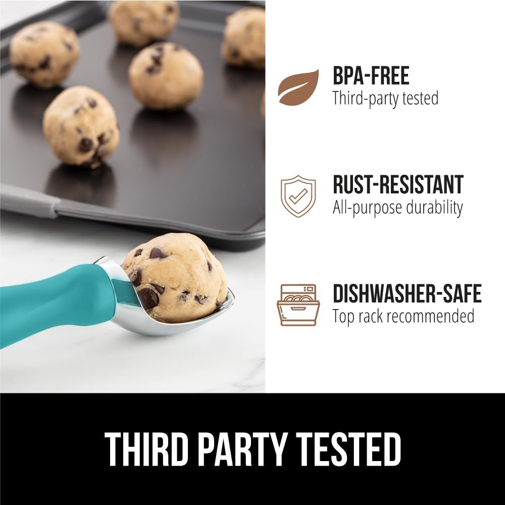 image:imageGORILLA GRIP Heavy Duty Ice Cream Scoop BPAFree Dishwasher Safe Comfortable Zinc Alloy Handle Professional Scooper for Hard Gelato Sorbet Cookie Dough Melon Round Cones Kitchen Tool BlueTurquoise
