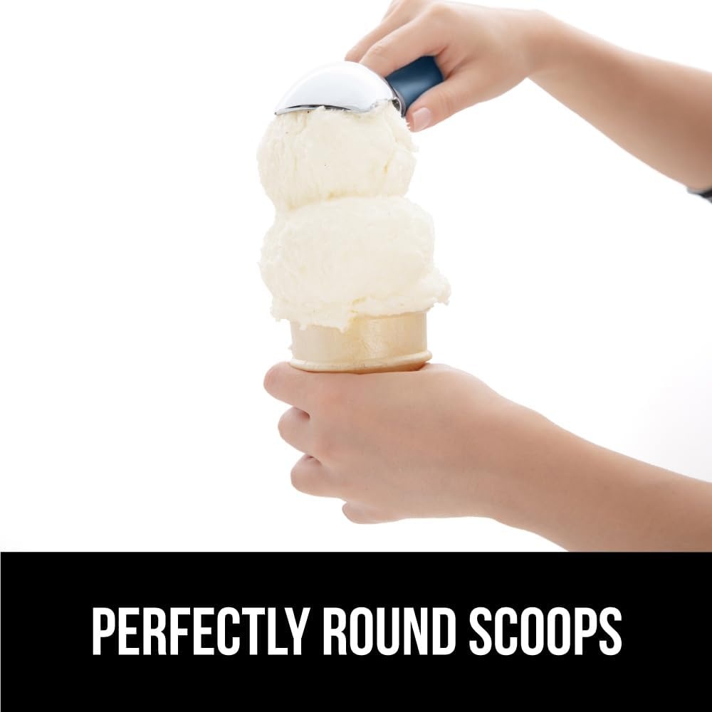 image:imageGORILLA GRIP Heavy Duty Ice Cream Scoop BPAFree Dishwasher Safe Comfortable Zinc Alloy Handle Professional Scooper for Hard Gelato Sorbet Cookie Dough Melon Round Cones Kitchen Tool BlueBlue