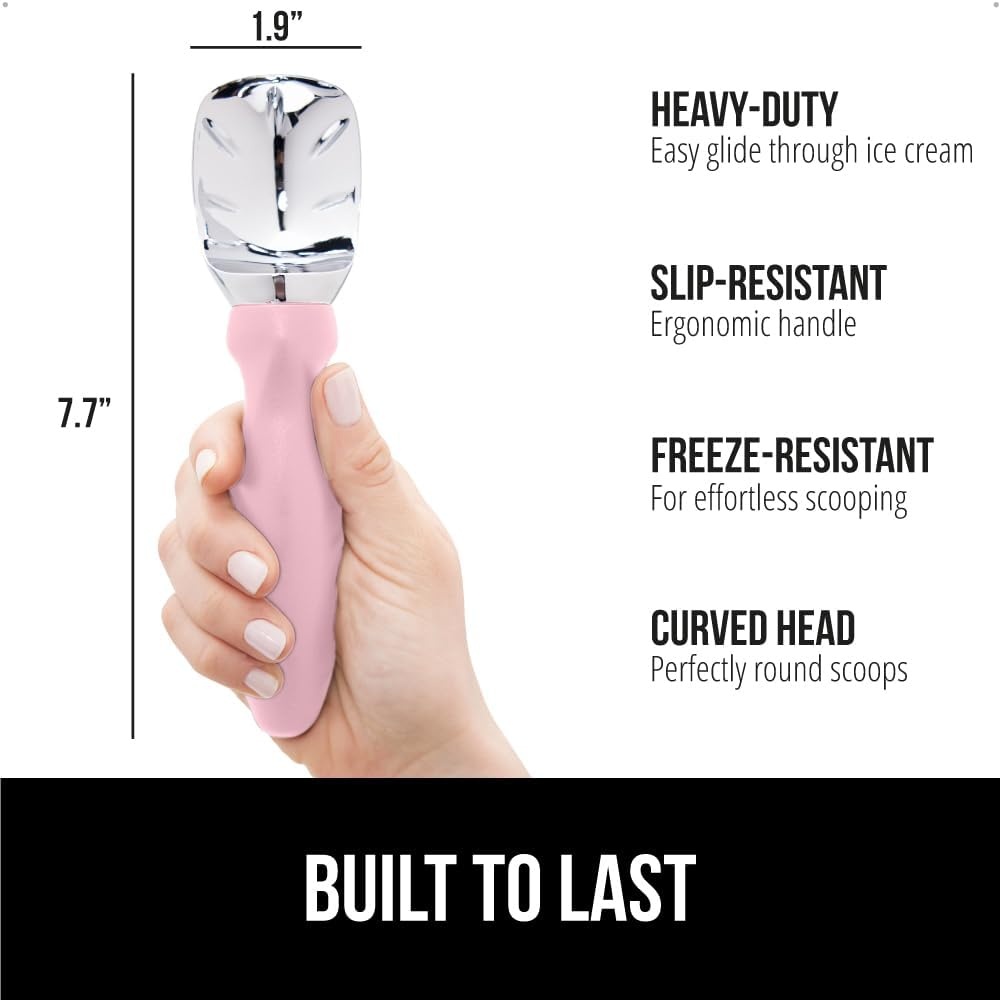 image:imageGORILLA GRIP Heavy Duty Ice Cream Scoop BPAFree Dishwasher Safe Comfortable Zinc Alloy Handle Professional Scooper for Hard Gelato Sorbet Cookie Dough Melon Round Cones Kitchen Tool BluePink
