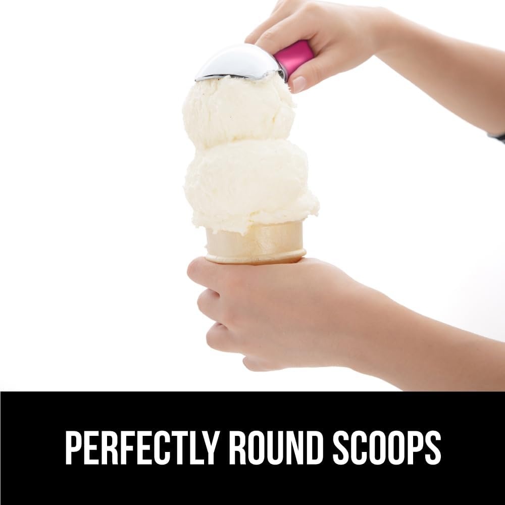 image:imageGORILLA GRIP Heavy Duty Ice Cream Scoop BPAFree Dishwasher Safe Comfortable Zinc Alloy Handle Professional Scooper for Hard Gelato Sorbet Cookie Dough Melon Round Cones Kitchen Tool BlueHot Pink