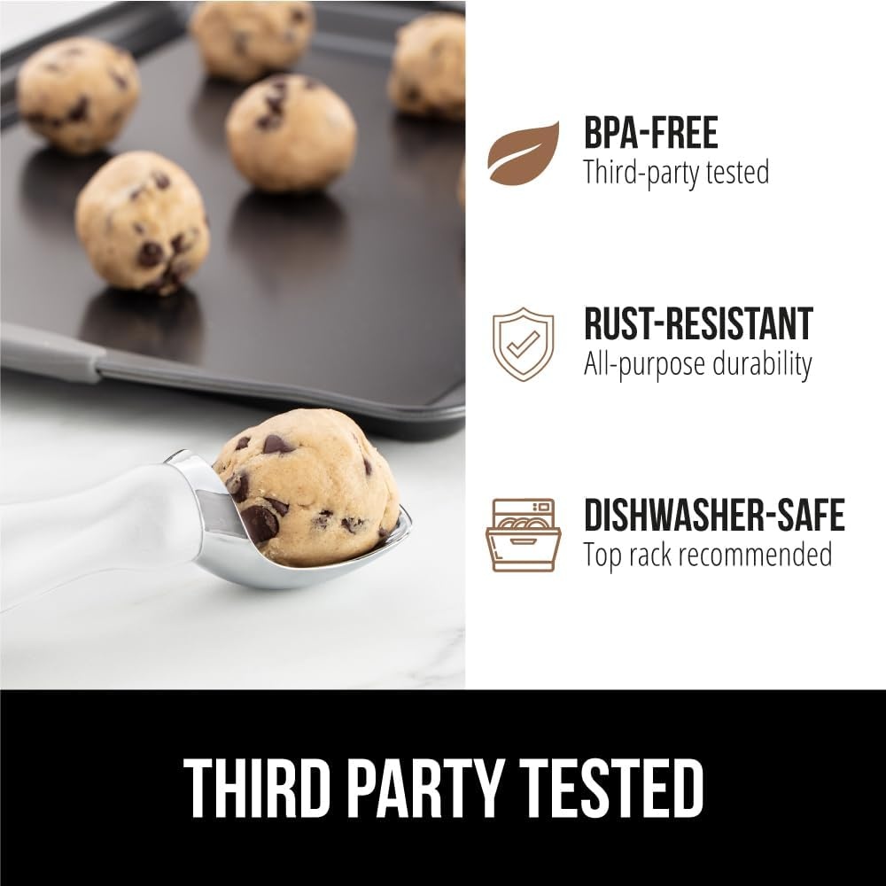 image:imageGORILLA GRIP Heavy Duty Ice Cream Scoop BPAFree Dishwasher Safe Comfortable Zinc Alloy Handle Professional Scooper for Hard Gelato Sorbet Cookie Dough Melon Round Cones Kitchen Tool BlueWhite