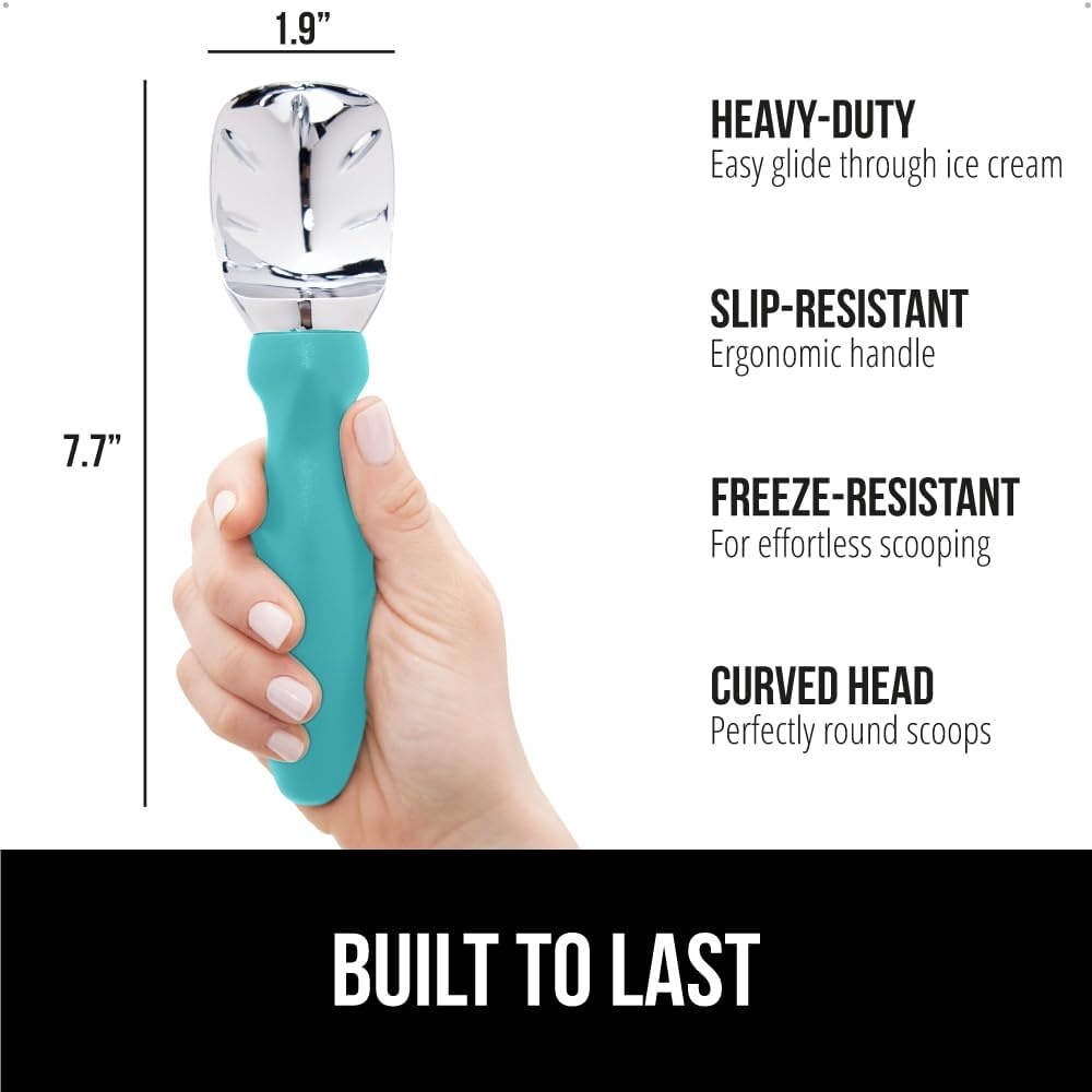 image:imageGORILLA GRIP Heavy Duty Ice Cream Scoop BPAFree Dishwasher Safe Comfortable Zinc Alloy Handle Professional Scooper for Hard Gelato Sorbet Cookie Dough Melon Round Cones Kitchen Tool BlueTurquoise