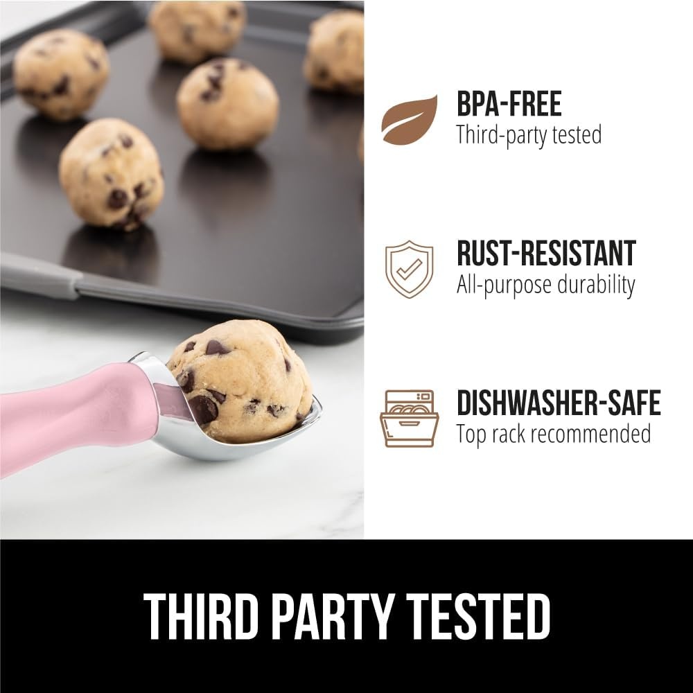 image:imageGORILLA GRIP Heavy Duty Ice Cream Scoop BPAFree Dishwasher Safe Comfortable Zinc Alloy Handle Professional Scooper for Hard Gelato Sorbet Cookie Dough Melon Round Cones Kitchen Tool BluePink