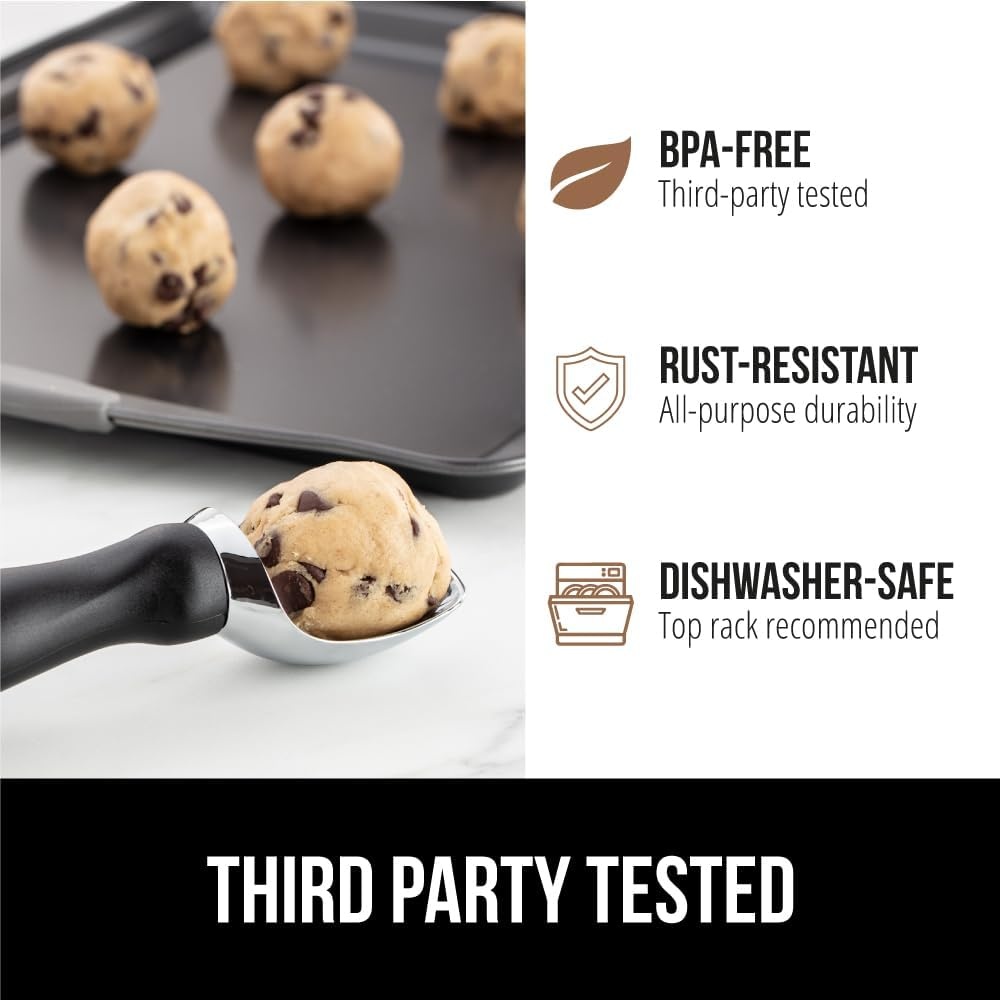 image:imageGORILLA GRIP Heavy Duty Ice Cream Scoop BPAFree Dishwasher Safe Comfortable Zinc Alloy Handle Professional Scooper for Hard Gelato Sorbet Cookie Dough Melon Round Cones Kitchen Tool BlueBlack