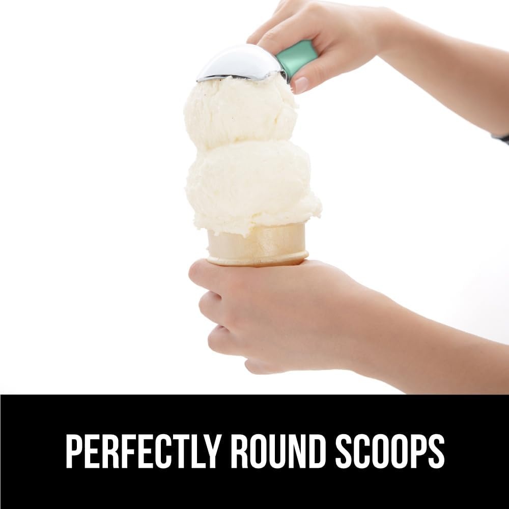 image:imageGORILLA GRIP Heavy Duty Ice Cream Scoop BPAFree Dishwasher Safe Comfortable Zinc Alloy Handle Professional Scooper for Hard Gelato Sorbet Cookie Dough Melon Round Cones Kitchen Tool BlueMint