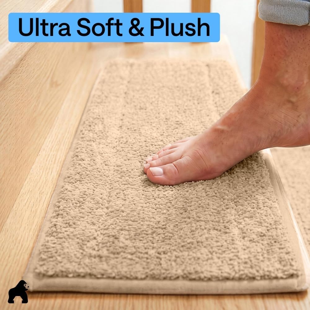 image:imageGORILLA GRIP Peel and Stick Stair Treads for Wooden Steps MultiSurface Use Machine Washable Carpet Runners Indoor Rugs for Stairs Pet Friendly Universal Size 15 Pack Beige 8x28 InchesBeige