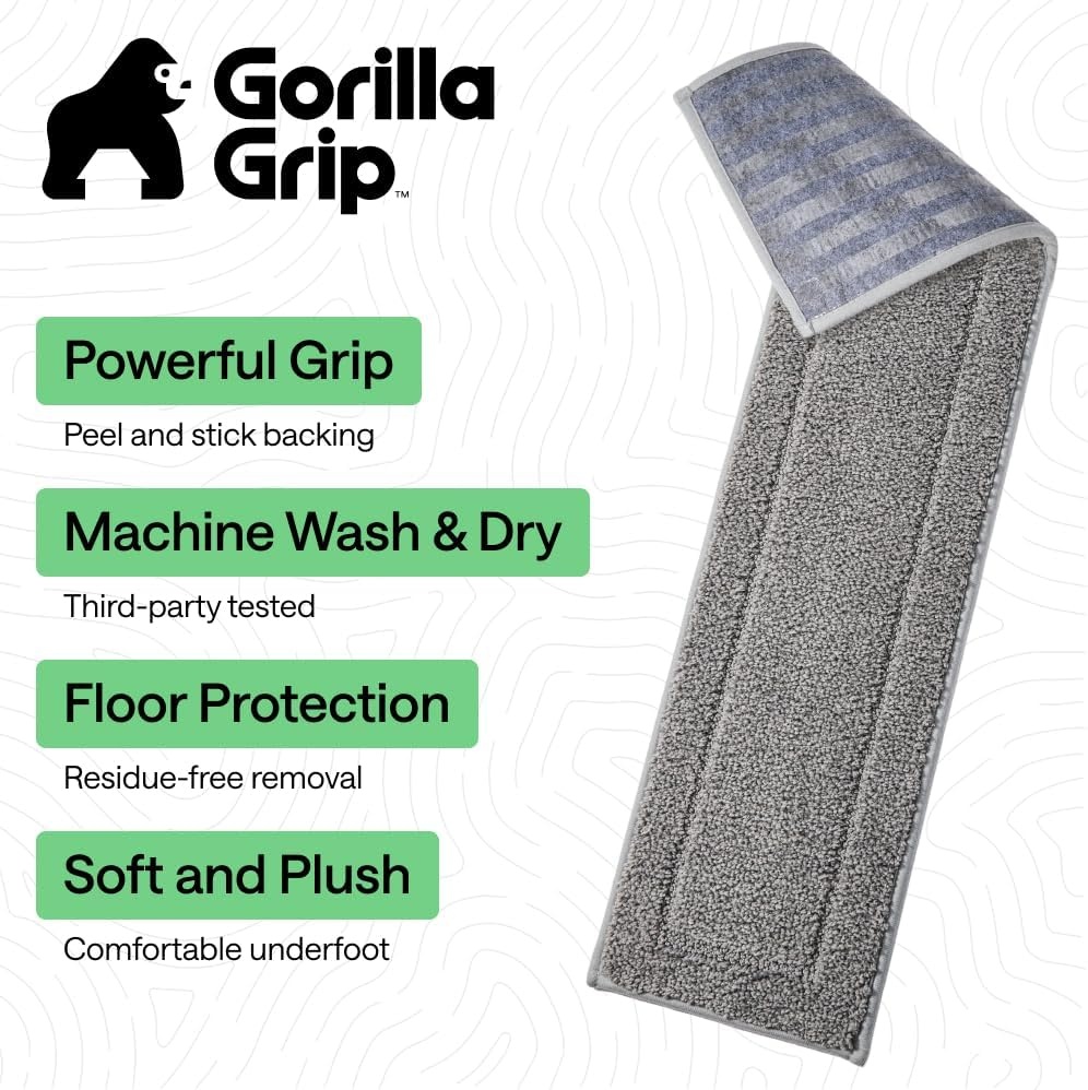 image:imageGORILLA GRIP Peel and Stick Stair Treads for Wooden Steps MultiSurface Use Machine Washable Carpet Runners Indoor Rugs for Stairs Pet Friendly Universal Size 15 Pack Beige 8x28 InchesGrey