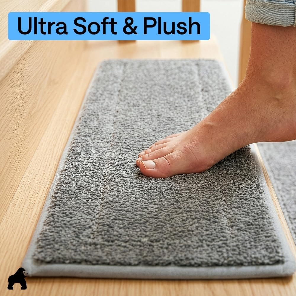image:imageGORILLA GRIP Peel and Stick Stair Treads for Wooden Steps MultiSurface Use Machine Washable Carpet Runners Indoor Rugs for Stairs Pet Friendly Universal Size 15 Pack Beige 8x28 InchesGrey