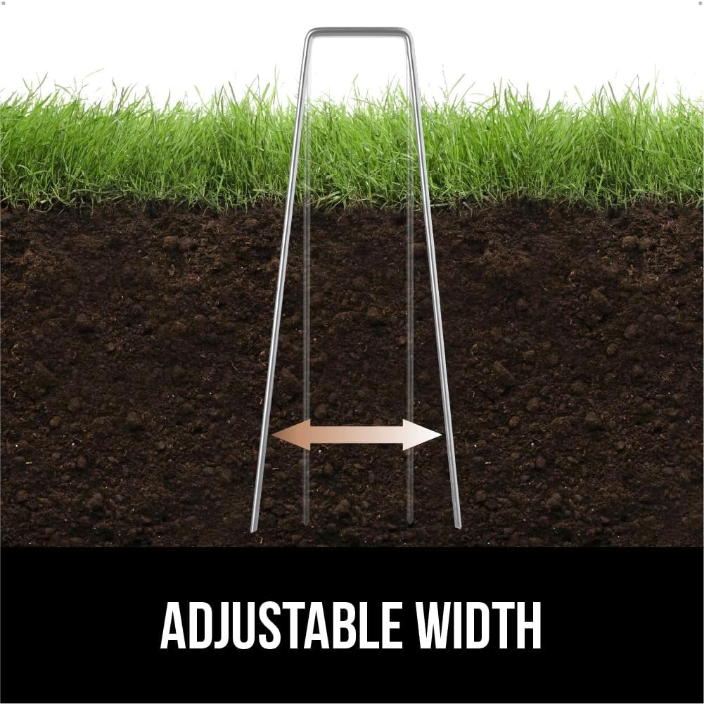 image:imageGORILLA GRIP Premium Landscape Staples 50 Pack 6 Inch Heavy Duty 11 Gauge Galvanized Steel Garden Stakes Sharp Rust Resistant Landscaping Pins Lawn Anchors for Weed Barrier Fabric Sod Irrigation200 Pack
