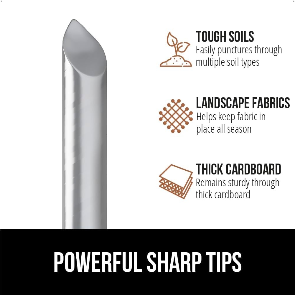 image:imageGORILLA GRIP Premium Landscape Staples 50 Pack 6 Inch Heavy Duty 11 Gauge Galvanized Steel Garden Stakes Sharp Rust Resistant Landscaping Pins Lawn Anchors for Weed Barrier Fabric Sod Irrigation200 Pack
