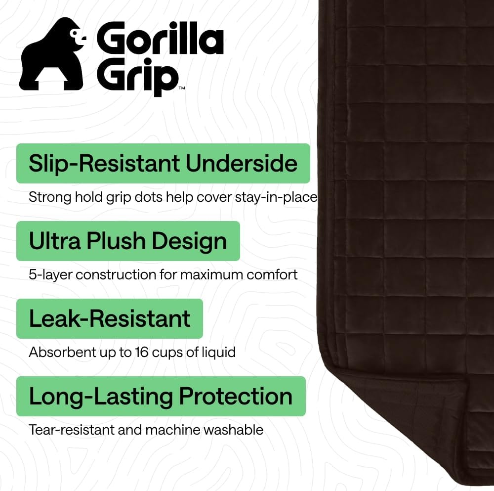 image:imageGORILLA GRIP Slip and Leak Resistant Plush Quilted Sofa Cushion Cover Blanket Soft Couch Covers for Sofa Dogs Machine Washable Furniture Protector Pet Friendly Couches Gray 70x28 InchesBrown