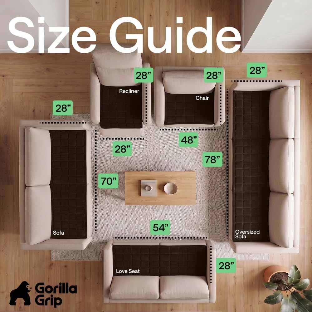 image:imageGORILLA GRIP Slip and Leak Resistant Plush Quilted Sofa Cushion Cover Blanket Soft Couch Covers for Sofa Dogs Machine Washable Furniture Protector Pet Friendly Couches Gray 70x28 InchesBrown