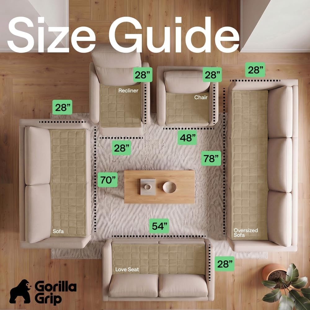 image:imageGORILLA GRIP Slip and Leak Resistant Plush Quilted Sofa Cushion Cover Blanket Soft Couch Covers for Sofa Dogs Machine Washable Furniture Protector Pet Friendly Couches Gray 70x28 InchesBeige