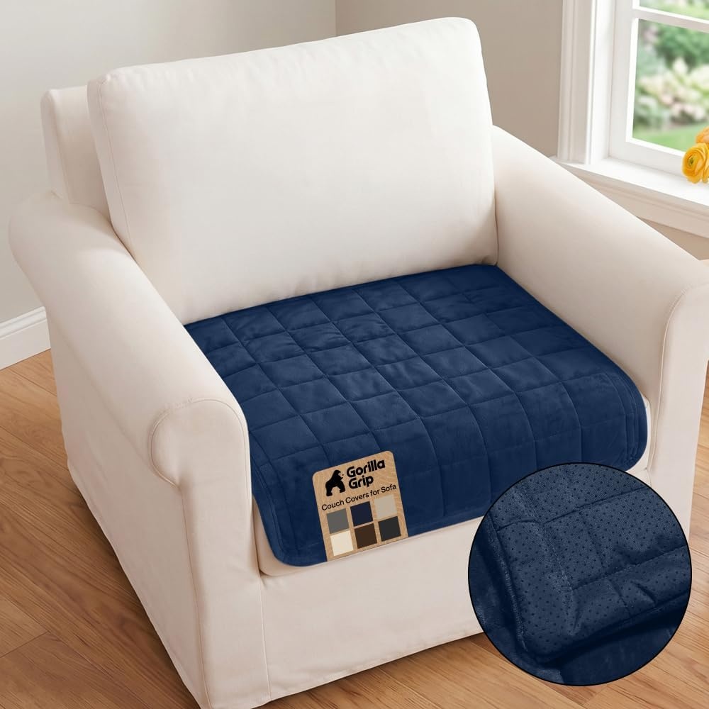 image:imageGORILLA GRIP Slip and Leak Resistant Plush Quilted Sofa Cushion Cover Blanket Soft Couch Covers for Sofa Dogs Machine Washable Furniture Protector Pet Friendly Couches Gray 70x28 InchesNavy Blue