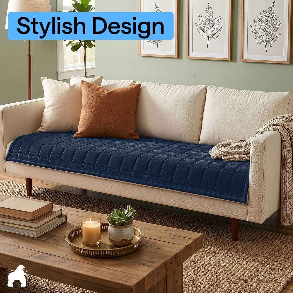 image:imageGORILLA GRIP Slip and Leak Resistant Plush Quilted Sofa Cushion Cover Blanket Soft Couch Covers for Sofa Dogs Machine Washable Furniture Protector Pet Friendly Couches Gray 70x28 InchesNavy Blue