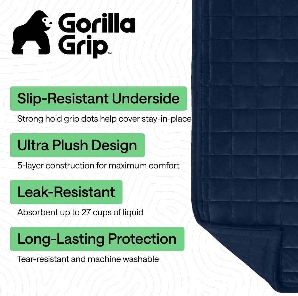 image:imageGORILLA GRIP Slip and Leak Resistant Plush Quilted Sofa Cushion Cover Blanket Soft Couch Covers for Sofa Dogs Machine Washable Furniture Protector Pet Friendly Couches Gray 70x28 InchesNavy Blue