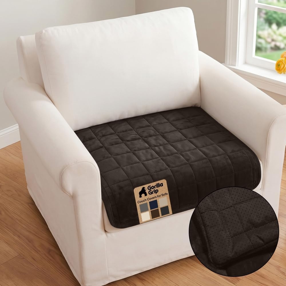 image:imageGORILLA GRIP Slip and Leak Resistant Plush Quilted Sofa Cushion Cover Blanket Soft Couch Covers for Sofa Dogs Machine Washable Furniture Protector Pet Friendly Couches Gray 70x28 InchesBrown
