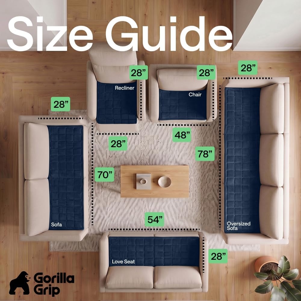 image:imageGORILLA GRIP Slip and Leak Resistant Plush Quilted Sofa Cushion Cover Blanket Soft Couch Covers for Sofa Dogs Machine Washable Furniture Protector Pet Friendly Couches Gray 70x28 InchesNavy Blue