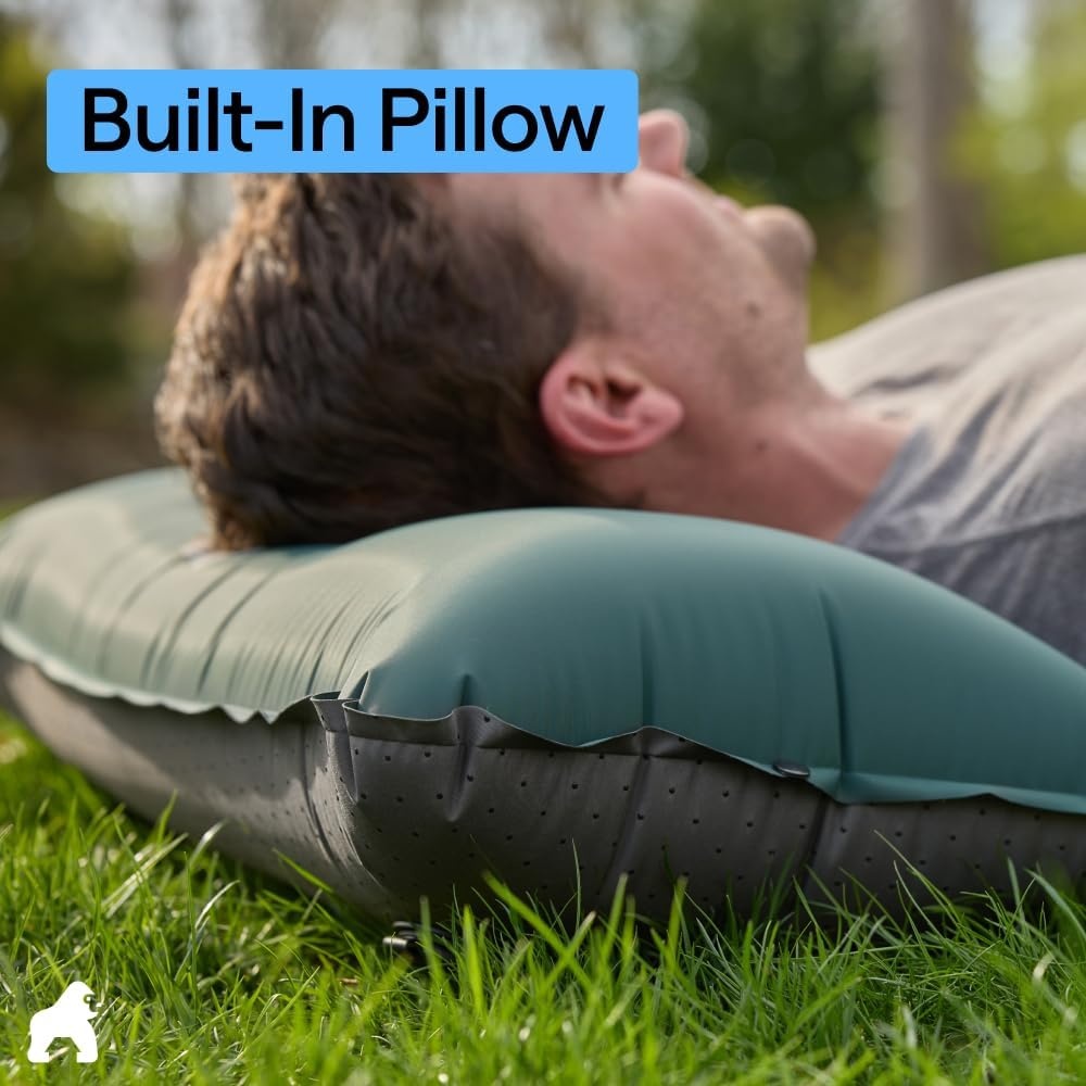 image:imageGORILLA GRIP SlipResistant Inflatable Sleeping Pad with Grip Dots Foot Pump Puncture Resistant Lightweight Camping Mattress Air Mats Travel Backpacking Inflating Bed Camp Sleep Pads Hunter GreenHunter Green