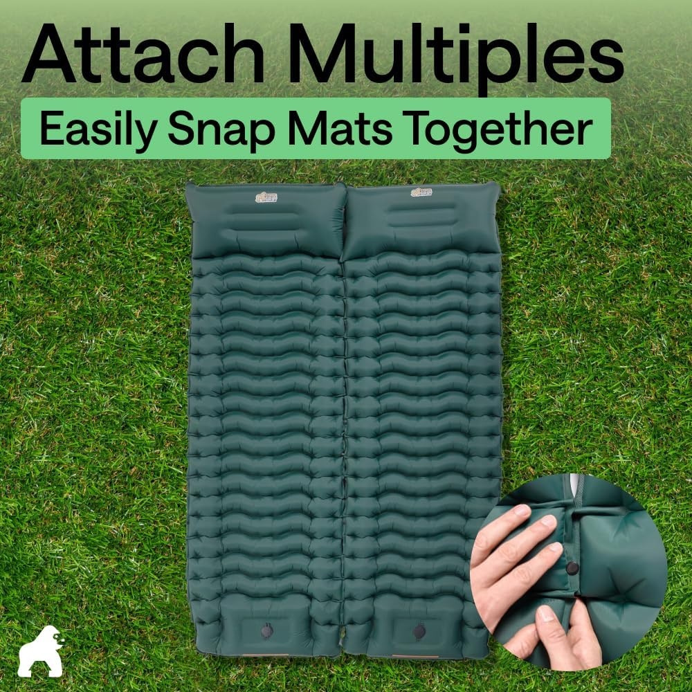 image:imageGORILLA GRIP SlipResistant Inflatable Sleeping Pad with Grip Dots Foot Pump Puncture Resistant Lightweight Camping Mattress Air Mats Travel Backpacking Inflating Bed Camp Sleep Pads Hunter GreenHunter Green