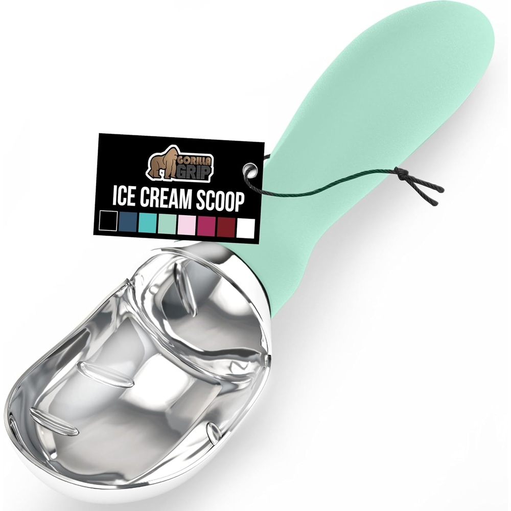 image:imageGORILLA GRIP Heavy Duty Ice Cream Scoop BPAFree Dishwasher Safe Comfortable Zinc Alloy Handle Professional Scooper for Hard Gelato Sorbet Cookie Dough Melon Round Cones Kitchen Tool BlueMint