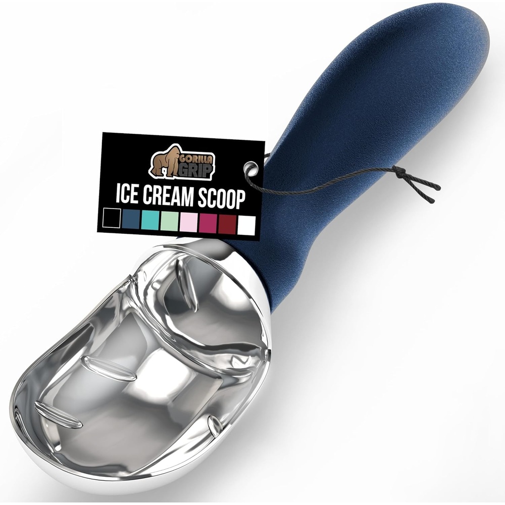 image:imageGORILLA GRIP Heavy Duty Ice Cream Scoop BPAFree Dishwasher Safe Comfortable Zinc Alloy Handle Professional Scooper for Hard Gelato Sorbet Cookie Dough Melon Round Cones Kitchen Tool BlueBlue
