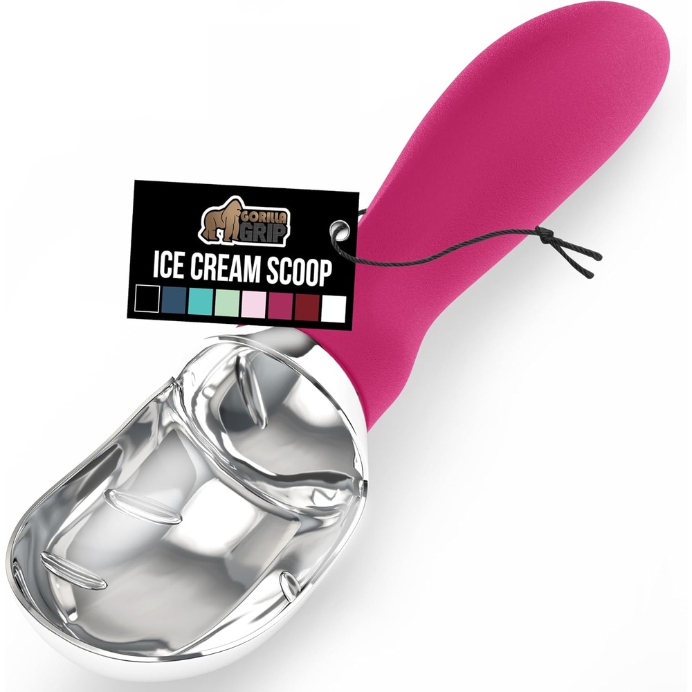 image:imageGORILLA GRIP Heavy Duty Ice Cream Scoop BPAFree Dishwasher Safe Comfortable Zinc Alloy Handle Professional Scooper for Hard Gelato Sorbet Cookie Dough Melon Round Cones Kitchen Tool BlueHot Pink